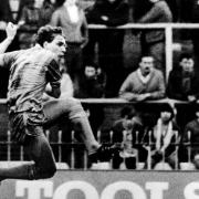 Paul Simpson in action for Manchester City, for whom he made his first-team debut 40 years ago this weekend, aged 16