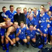 Paul Simpson, front right, with his Rochdale side after victory over Coventry in their FA Cup run in 2002/3