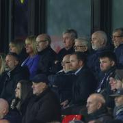 Ryan Giggs and Nicky Butt are pictured in the directors' box, a few seats along from Carlisle's directors