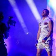 Danny Christie pictured on his ring walk ahead of his fight at Wembley in August