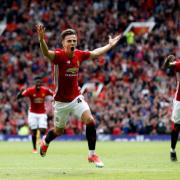 Josh Harrop pictured scoring for Manchester United against Crystal Palace in 2017