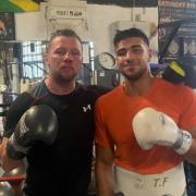 Danny Christie, left, and Tommy Fury in the Elite gym in Bolton