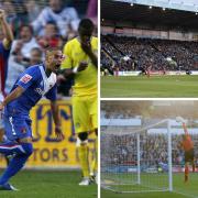 Brunton Park has seen big crowds in recent times against Leeds in 2007, left; MK Dons in 2019, top right; and Exeter City in 2017, bottom right