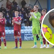 Carlisle United players and fans join Gillingham in the tribute to Alfie Tollett, inset