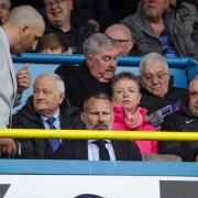 Ryan Giggs watches the game at Brunton Park