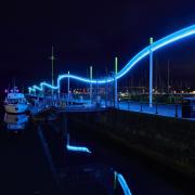 The Whitehaven Wave, which has been lit up with 400 metres of high intensity LED lights thanks to a partnership between Whitehaven Harbour Commissioners and Forth