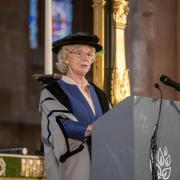 Claire Hensman speaking in Tuesday's ceremony