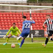 Jon Mellish shoots against Newcastle's Under-21s