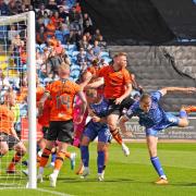 Carlisle try to apply pressure in the Dundee United box