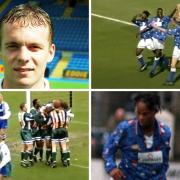 Latics goal heroes (clockwise from top left): Gareth McCalindon, Dean Walling, Rod Thomas and Ian Stevens