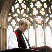 The old Bishop of Carlisle, Rt Reverend James Newcombe preaching at his farewell service at Carlisle Cathedral in July