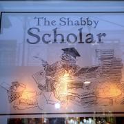 The sign for the former Shabby Scholar in Carlyle Court