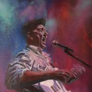 A portrait of fundraiser Francis Dunnery by artist Rob Mitchell