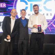 Left to right: Jason Bradbury, BBC One Gadget Show, Fergal Gara, Award Sponsor, Steve Barker, DTec Computers