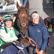 Elizabeth Gale, left, pictured after winning at Aintree with Celebre D'Allen