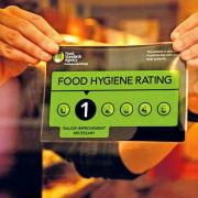 Stock image of one-out-of-five food hygiene rating certificate