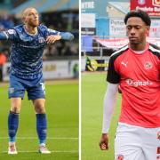 Can Joe Garner, left, help Carlisle win on his return to Fleetwood - or will Maleace Asamoah, right, son of ex-Blues hero Derek, prevail against his dad's old club?