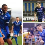 Jayden Harris, left, was on target for Eastleigh while fellow loanee Sam Hetherington, top right, started again for Workington. Bottom right, former Carlisle trialist Stephen Walker was among the goals for his new club on Monday