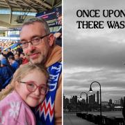 Peter Scholes alongside his daughter Jessica at Carlisle United game against Bolton. Pictured next to nominated novel