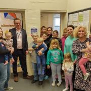 Councillor Tim Pickstone, Family Action staff and families at Longtown Sensory Room