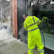 A member of the street cleaning team on Lowther Street