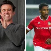 Rob McElhenney, left, has sent his best wishes to new United signing Aaron Hayden, right