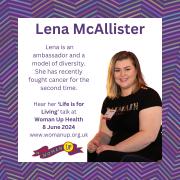 Lena will talk at next month's event
