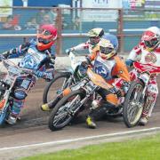 Leading the way: Ty Proctor (red) and Matt Williamson get the better of Glasgow’s Richie Worrall (white) and Dan Bewley (Photos: Dave Payne)
