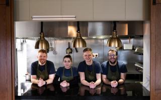 Chris Archer, head chef at Pentonbridge Inn (second right) with his kitchen team of Scott Gregson, commis chef, Paige Hill, chef de partie, and Arran Seymour, sous chef
