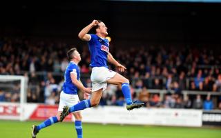 Luke Joyce, pictured celebrating a goal for Carlisle in 2016, has announced his impending retirement