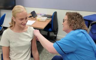 Lucy Backler, a 17-year-old from Fife receiving her second dose of the meningitis B (MenB) vaccine. Young people are being urged to ensure they have their second dose of vaccination against potentially deadly meningitis B to help protect them before