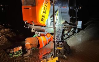 Teenage engineer Luke Glynn works to fix Maryport Rescue’s Tool Trak machine