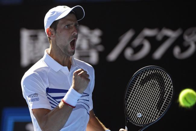 Novak Djokovic shows his emotions during a four-set win over Denis Shapovalov