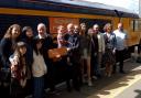 Taylor family as train bearing Willie's name unveiled at Carlisle Railway Station