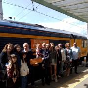 Taylor family as train bearing Willie's name unveiled at Carlisle Railway Station