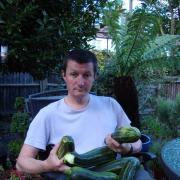 Matthew and some of the produce from his allotment